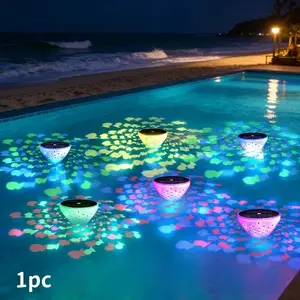 Solar Floating Pool Light, 7LED Small Fish Pattern Pool Projection Light, Automatic Night Lighting, Automatic Daytime Charging And Turning Off, 5-Mode Pool Light, Courtyard Light, Party Projection Atmosphere Light, Solar Decorative Lights