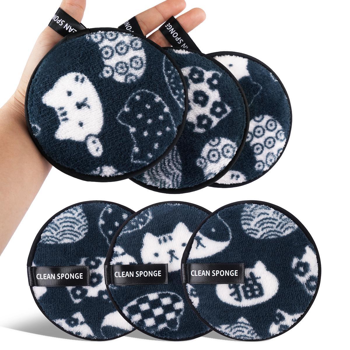 Makeup Remover Powder Puff, 6 Counts/set Reusable & Washable Makeup Remover Puff, Facial Cleansing Puff, Facial Skin Care Tool for Women