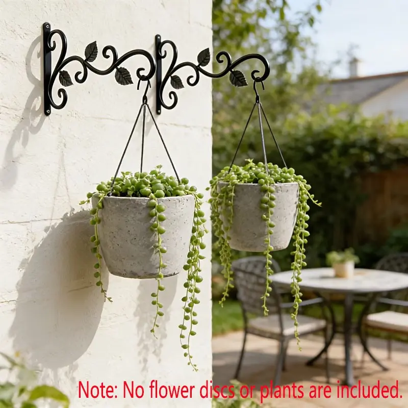 Two multi-functional iron art hooks for hanging three-leaf hanging baskets, plant supports, hand-forged for indoor and outdoor flower baskets, flower pots, lanterns, wind chimes, outdoor ornaments and decorations, Versatile Use