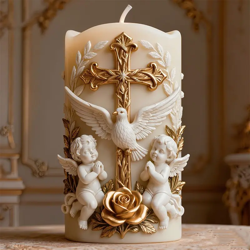 Angel Blessing Cross Dove Candle Mold, DIY Handmade Gift Making Silicone Mold, Blessed Theme Craft Kit, P422 Model