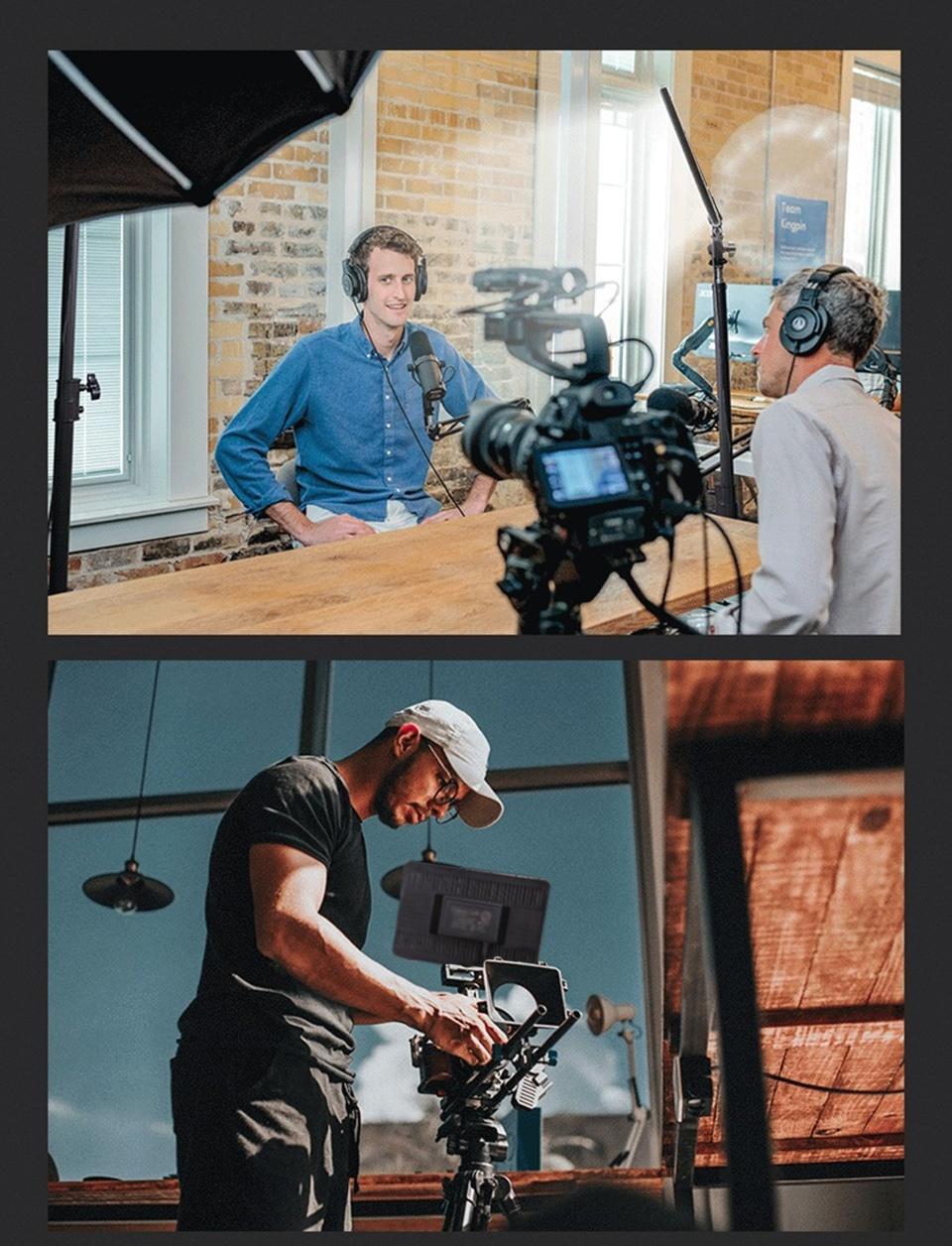 LED Video Light Kit with Adjustable 43.3" Tripod Stand and Phone Holder - USB-Powered On-Camera Lighting for Content Creation, Non-Waterproof, Versatile Use, No Battery Required