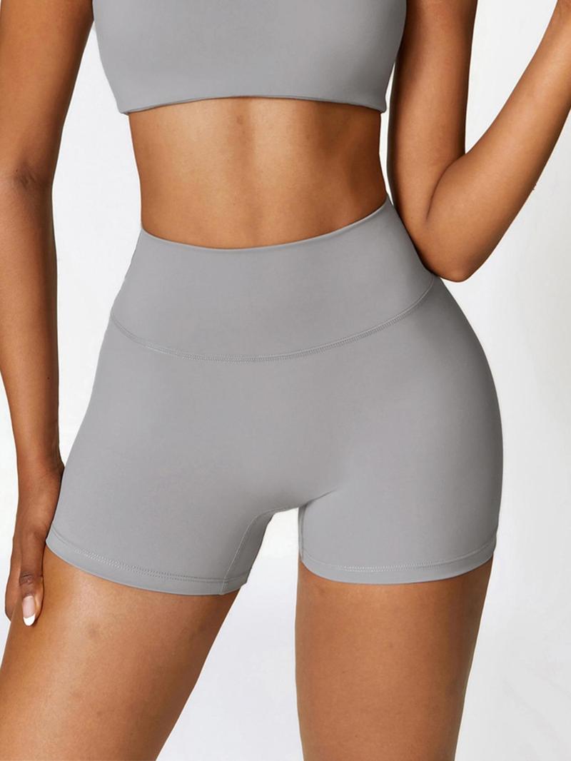 Women's Solid High Waist Sports Shorts, Gym Shorts, Athletic Shorts, High Stretch Breathable Comfortable Quick Drying Skinny Shorts, Ladies Sportswear for Yoga Gym Workout Running