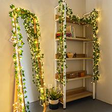 84Ft 12 Pack Artificial Ivy Leaf Plants Vine with 80 LED String Light,Green Vines Garland, Hanging for Home Kitchen Office Wedding Wall Décor