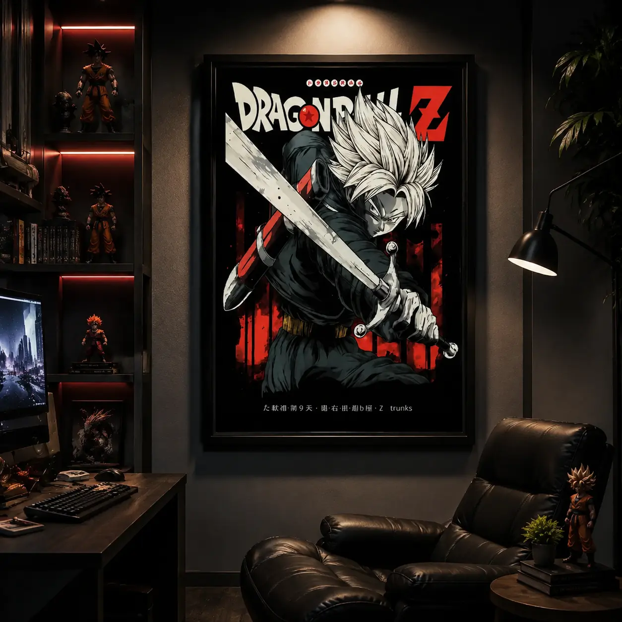 Dragon Ball Z Canvas Wall Art Poster,Trunks Anime Poster Print, Japanese Manga Artwork, Black Framed Decor for Gaming Room, Bedroom, Anime Fans and Collectors