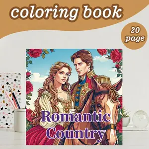 Romantic Country Theme Coloring Book, Stress Relief Design, 7.9in X 7.9in, Thick Paper, Hand-Drawn Patterns, Perfect Gift for Adults and Teens