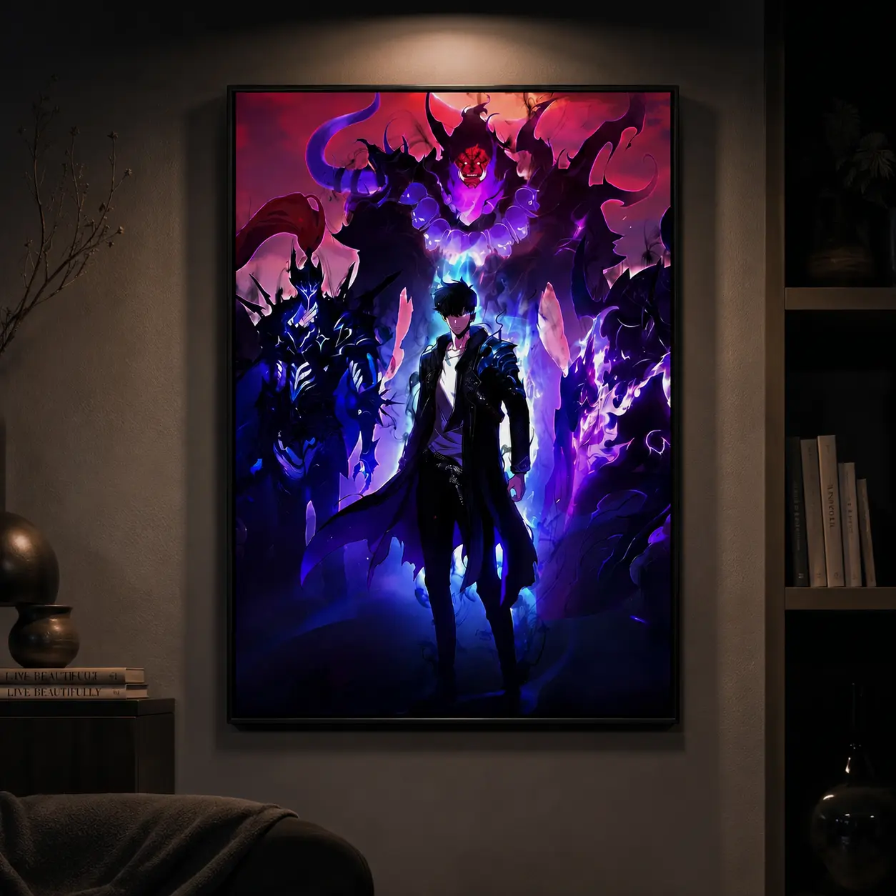 Anime Metal Wall Art Poster, Japanese Anime Aluminum Print Artwork, Otaku Room Decor, Anime Metal Sign for Bedroom Gaming Room Dorm, Aesthetic Japanese Wall Art, Modern Room Decoration, Unique Anime Gift
