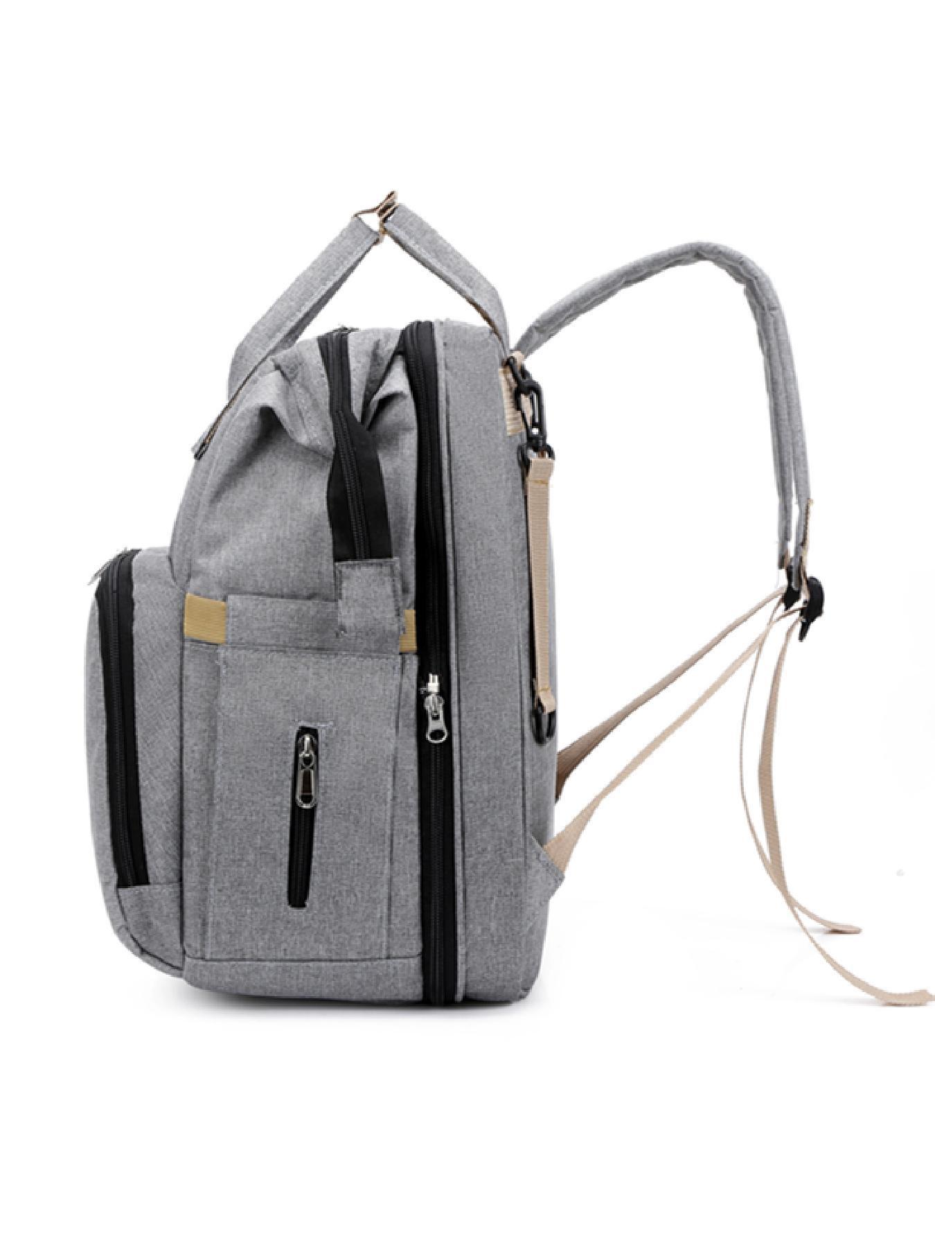 Casual Plain Color Large Capacity Zipper Backpack, Fashion Multi-functional Adjustable Strap Backpack for Women & Men, Casual Travel Backpack