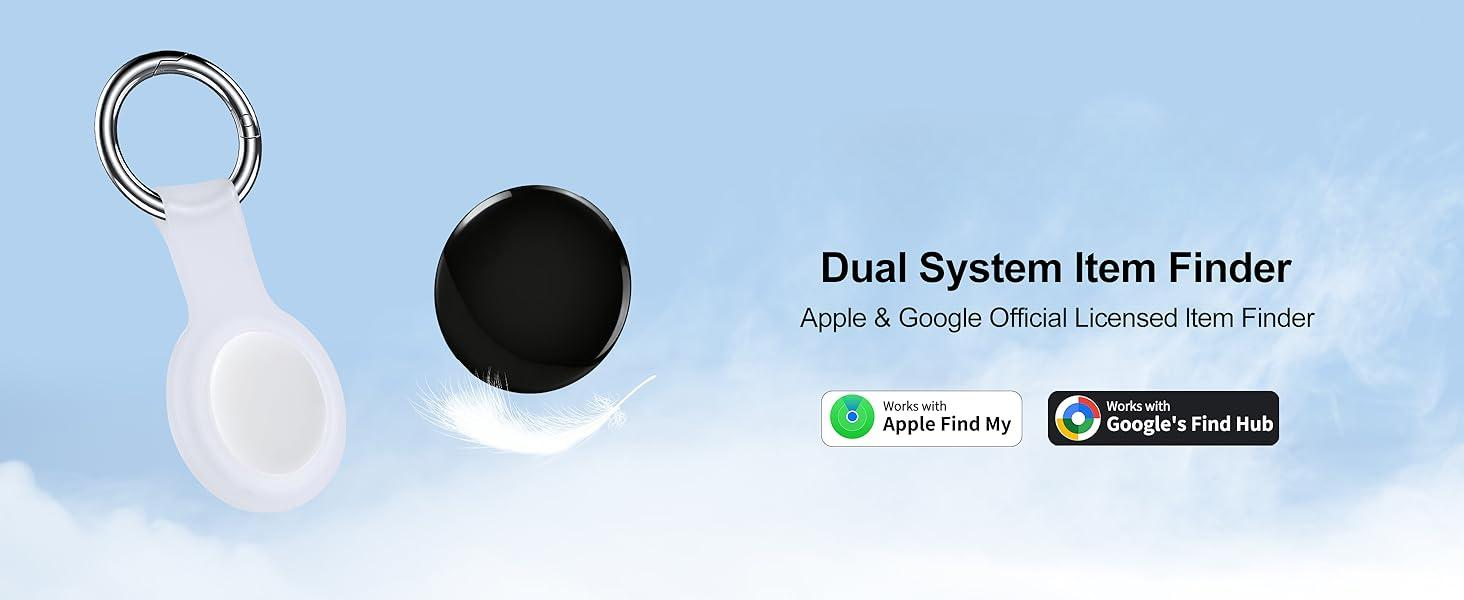 4-Pack Dual-System Air Tracker Tags, Ultra-Light Bluetooth Key Finder Locator Compatible with iOS & Android Find My Services, for Wallet, Luggage