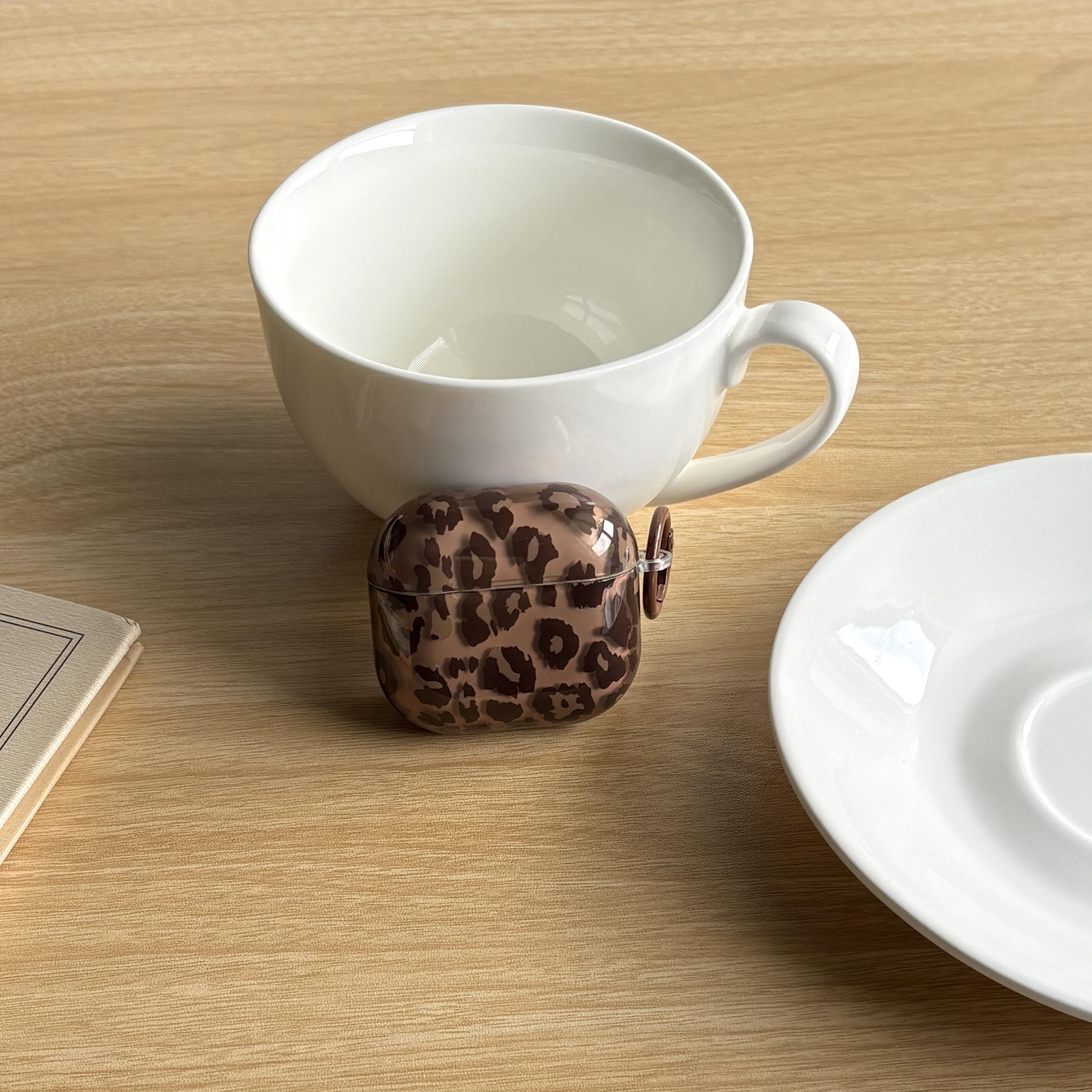 Autumn Retro Leopard Print Tiger Pattern Transparent Brown Earphone Case, Stylish Protective Cover Compatible with AirPods 1 2 3 4 Pro 2 Pro 3