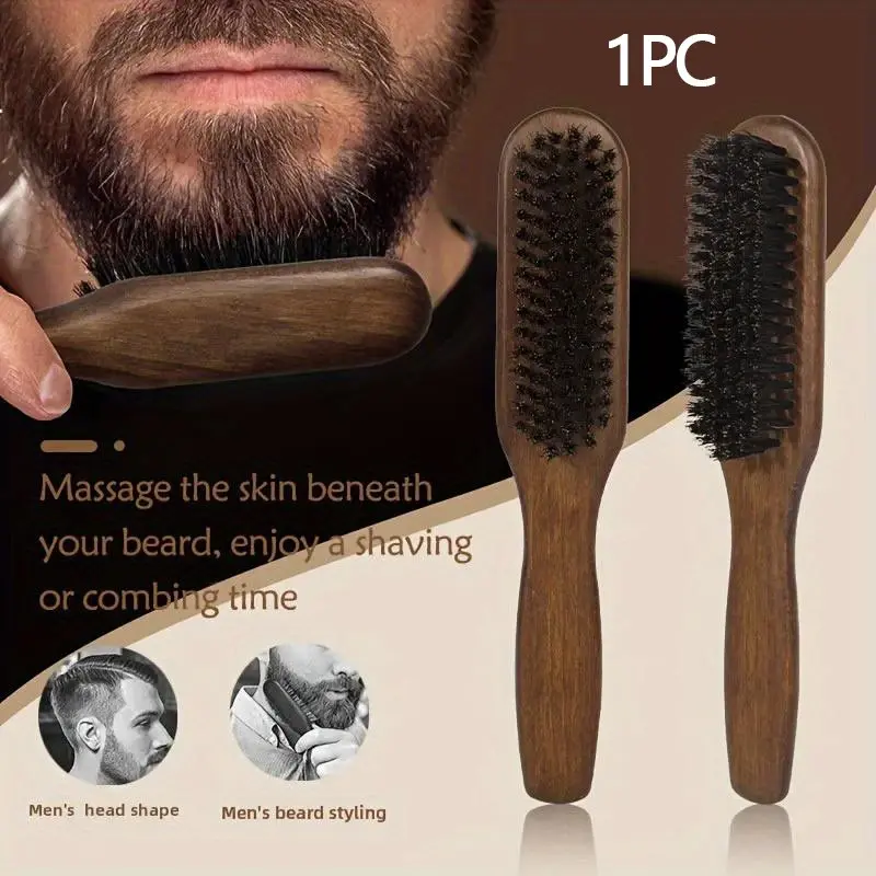 Men Beard Brush Hair Styling Comb Multi-functional Grooming Tool Fine Tooth Design for Even Oil Application for Home Travel Use Hair Care Comb
