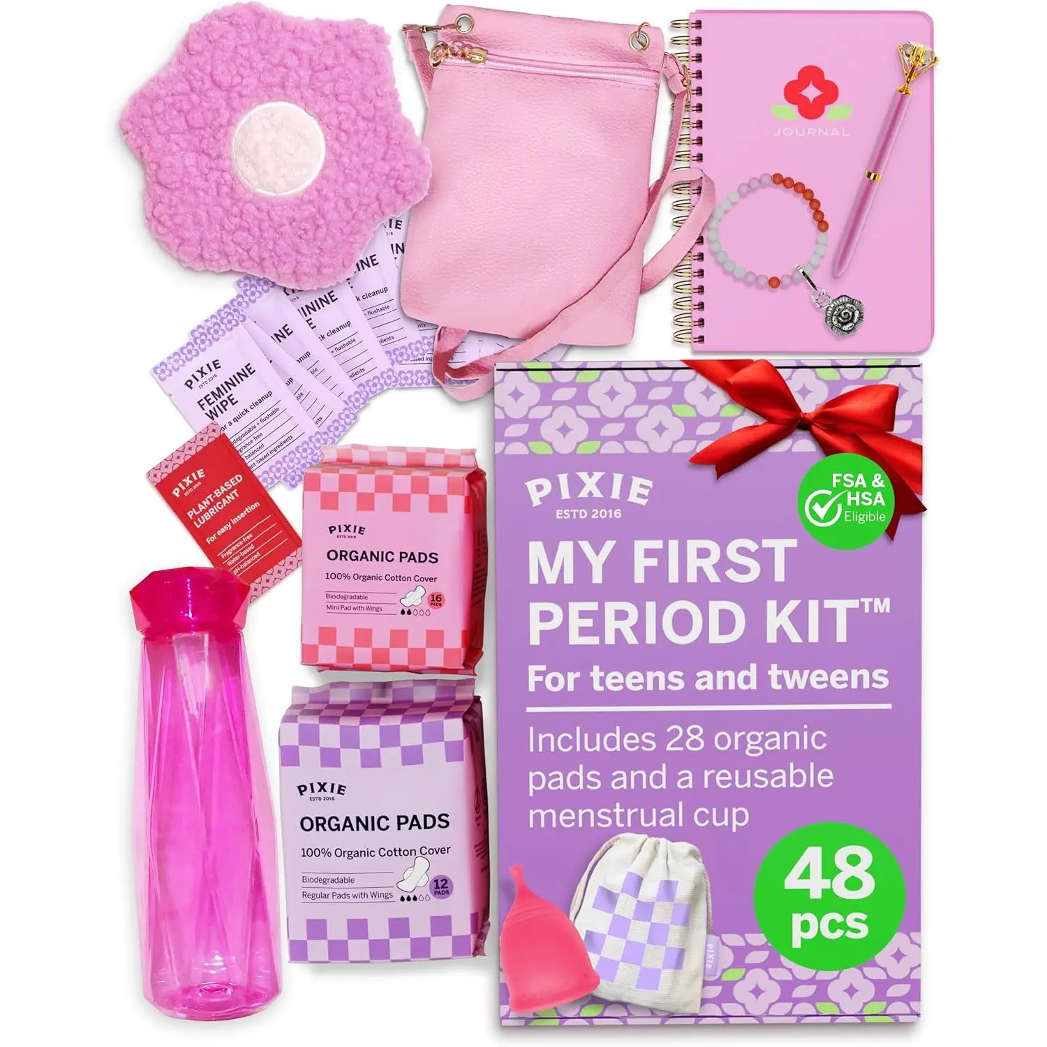 First Period Kit for Girls 9-12 - Ranked 1 for Comfortable & Organic Teen Pads - Tween Girls Trendy Stuff & Teen Girls Gifts - Biodegradable Absorbent Pads - Thoughtfully Designed for Tweens