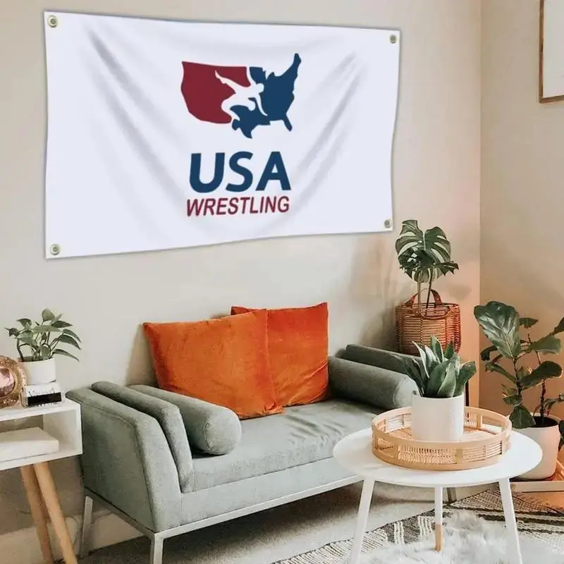 USA Wrestling Flag Banner Tapestry - 3x5 Ft Single-Sided Wall Hanging, Home Decor Supplies, Tapestry Room Decor for Living Room Indoor & Outdoor Spaces home accessories