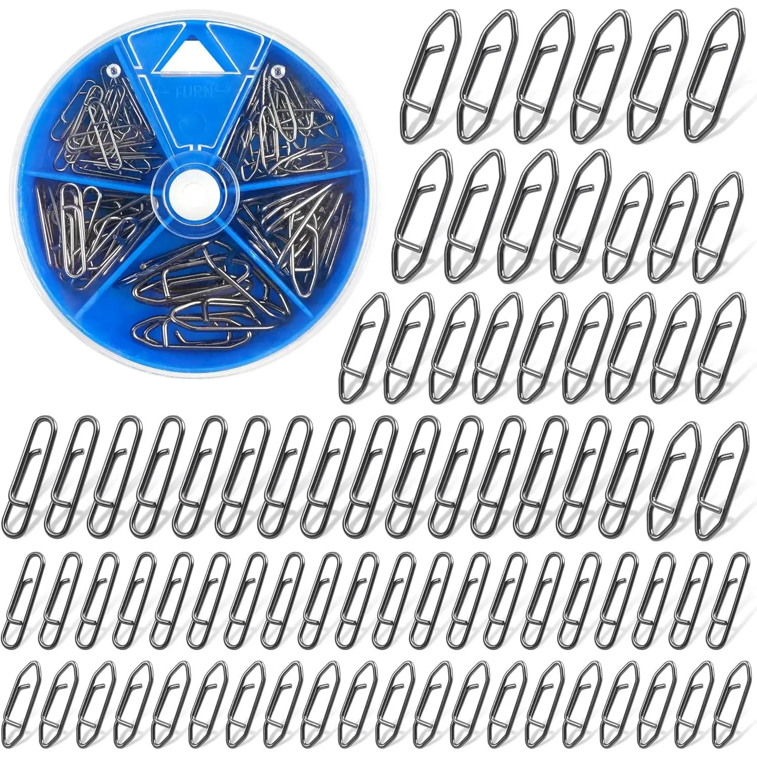 Power Fishing Clips Kit,155pcs High Strength Fishing Snaps Clips Lure  Change Snaps Stainless Steel Speed Clips Connector for Freshwater Saltwater Bass Pike