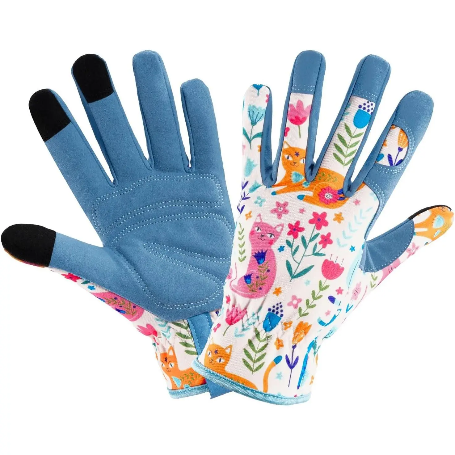 Gardening Gloves for Women, Printed Touchscreen Garden Gloves with Grip, Thorn-Proof Puncture-Resistant Work Gloves