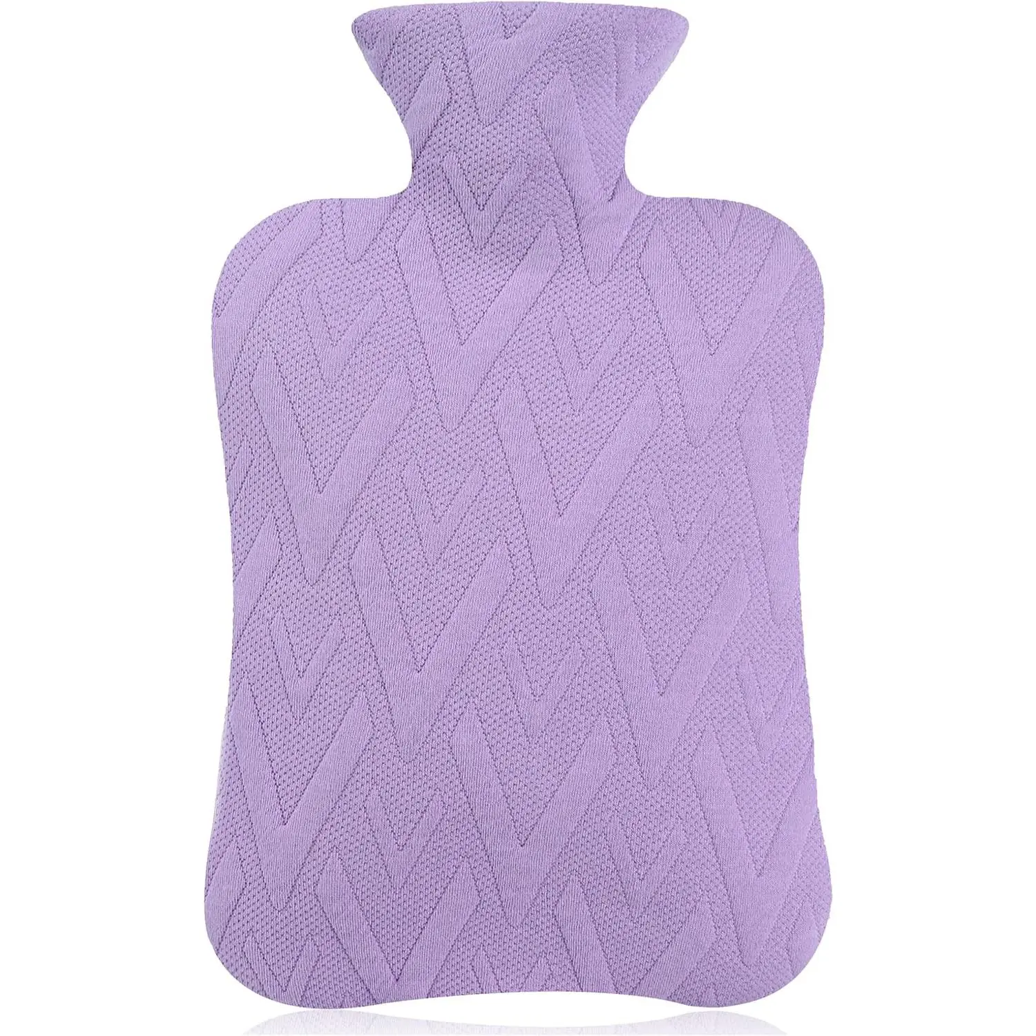 Hot Water Bottle with Cover, 2L Hot Water Bag for Hot and Cold Compress, Hand Feet Warmer, Neck and Shoulder, Light Purple