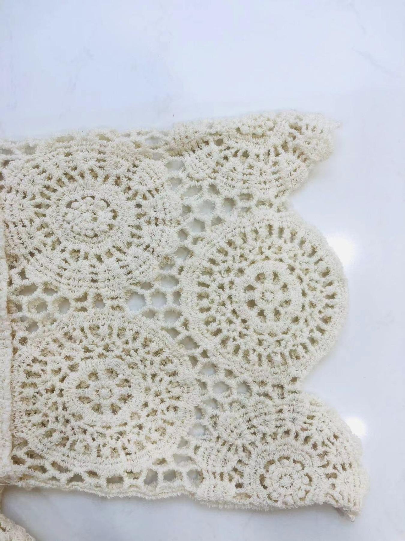 Women's Plain Fringe Trim Cut Out Sheer Cover-Up, Boho Scallop Trim 3/4 Sleeve Round Neck Cover-Up for Beach Vacation, Ladies Spring Clothes