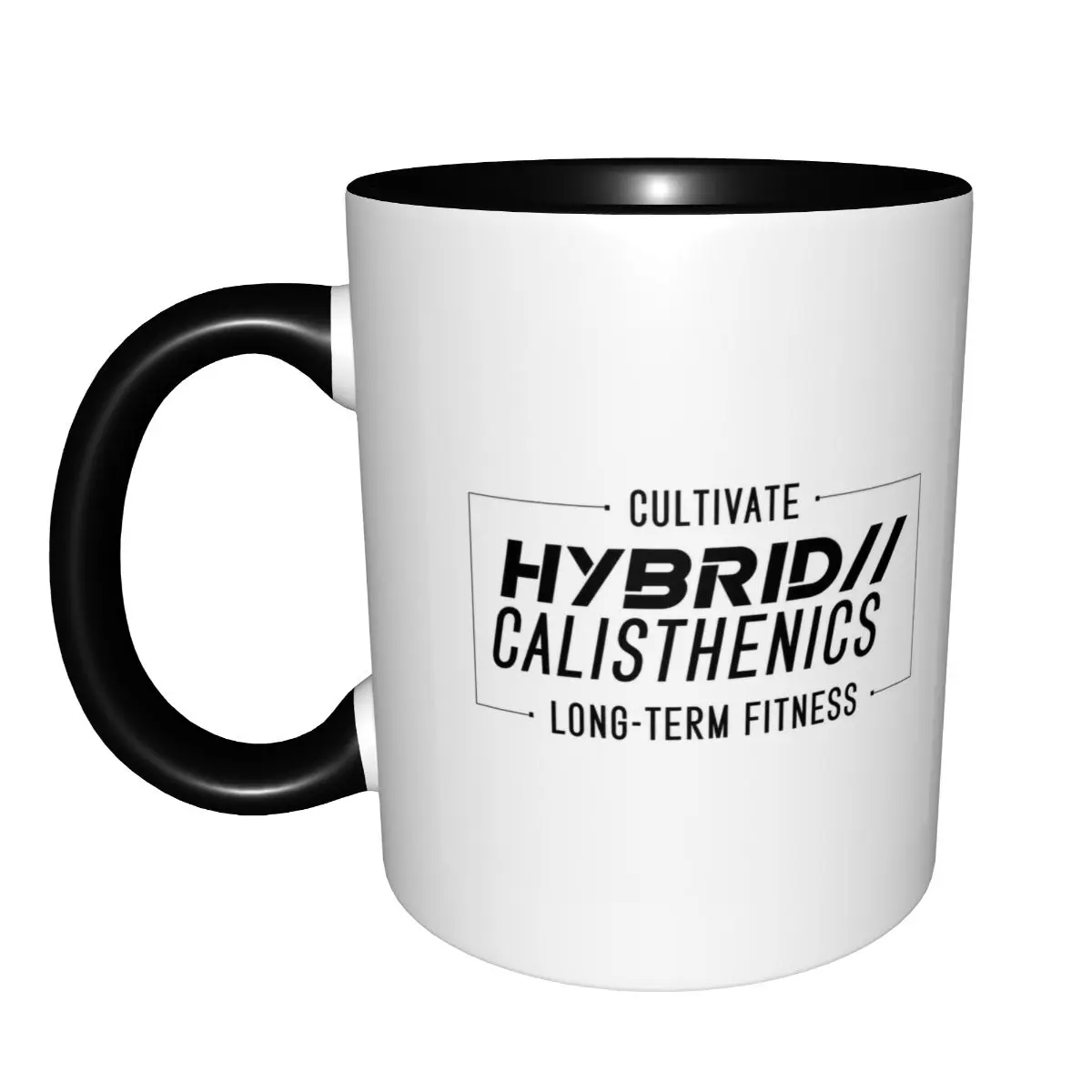 11oz Classic Heat-Safe Ceramic Mug - Modern Curved Hybrid Calisthenics Printed, Smooth Finish, Black Handle Drink Cup, Gym Athlete Gift for Street Workout Enthusiasts, Gift-Ready