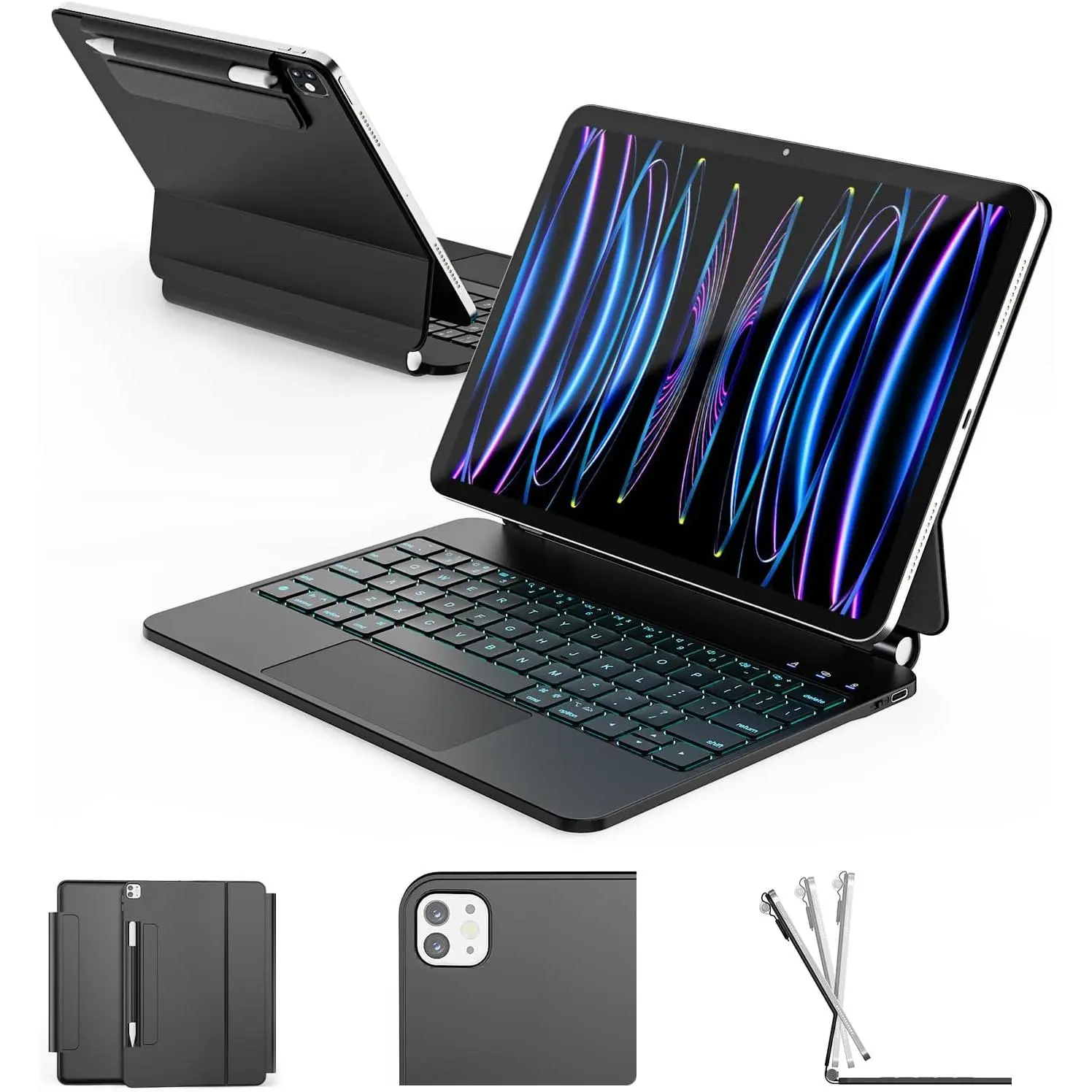for iPad Air 11 / Pro 11 Case Keyboard,  Floating Stand