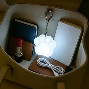 Cat Paw Handheld Light, Touch-Activated Portable Keychain Light with Clip and Hook, Rechargeable Wallet Bag Touch Light, Cat Paw Design for Women and Girls