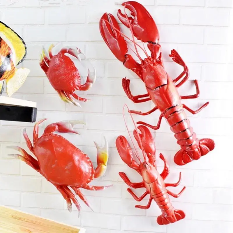 Realistic Look PVC Simulated Crayfish & Crab Seafood Models - Stress Relief Novelty Toys, Room Decor, House Decor for Cabinets & Refrigerators, Advertising Props