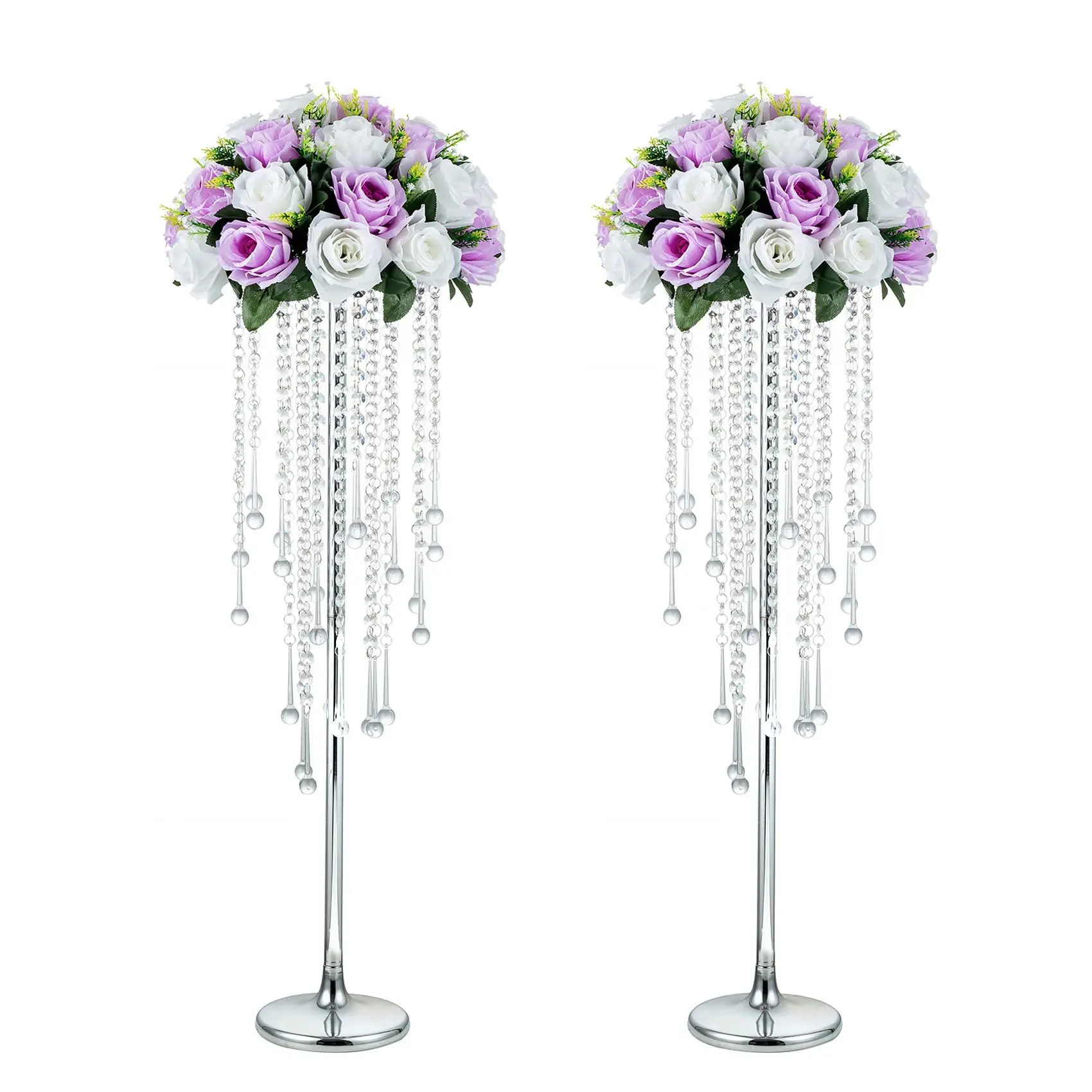 Artificial Flower Crystal Stand, 2 Counts/set Metal Flower Stand, Desktop Flower Arrangement Holder, Centerpiece for Wedding Party Decoration, Ornaments