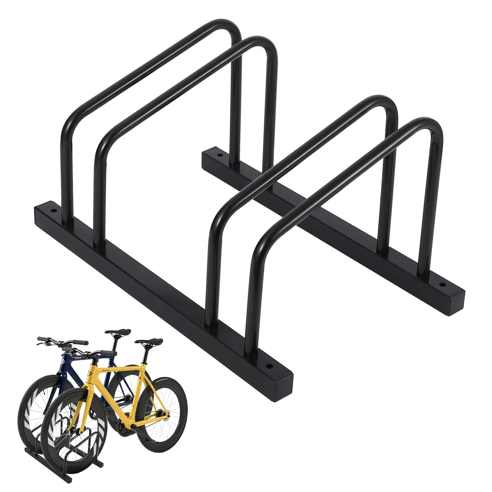 Bike Floor Stand, Wall-Mounted Bike Parking Rack for 22–28 in Wheels, Indoor Outdoor Bicycle Storage Stand, Fits Up to 2 in Tire Width
