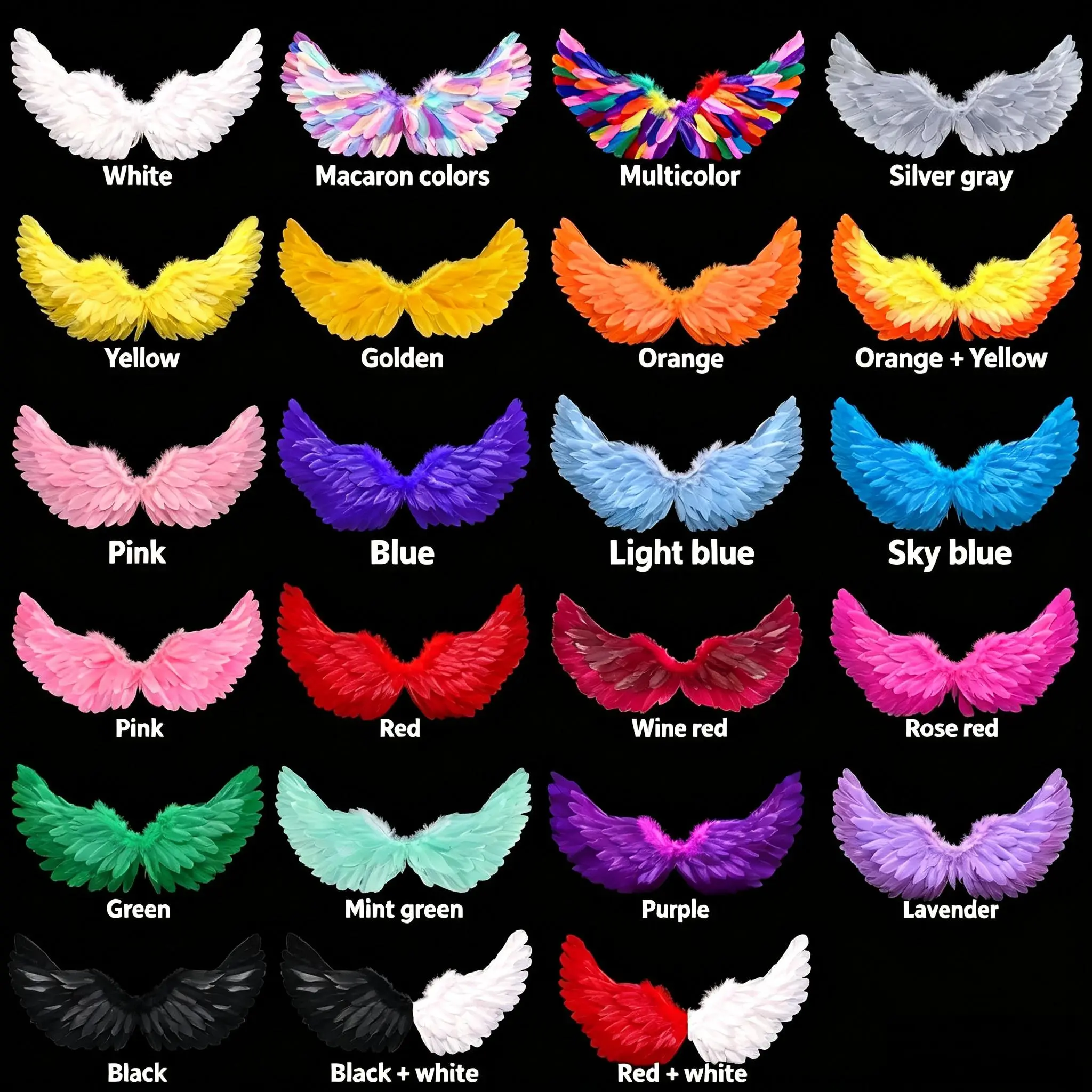Kids Angel Feather Wings| Halloween Cosplay Back Accessory for Parties and Photoshoots festivity adult wing