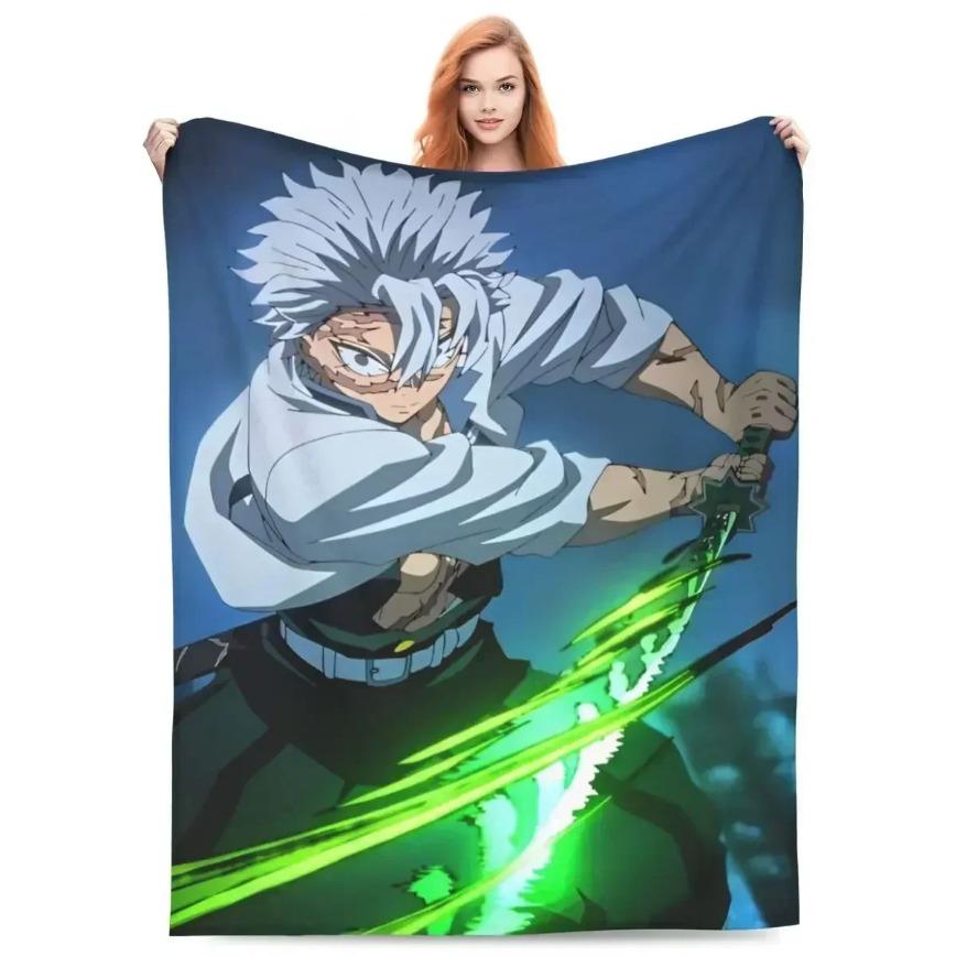 Demon Slayer Wind Hashira Sanemi Blanket Ultra Soft Flannel Plush Cozy Warm Bedroom Couch Sofa Bedding Lounge Throw Quilt Decor Decorative Throw Perfect Birthday Gift Christmas Gift for Anime Fans Kids Adults Viral Trending Shinazugawa Aesthetic Style