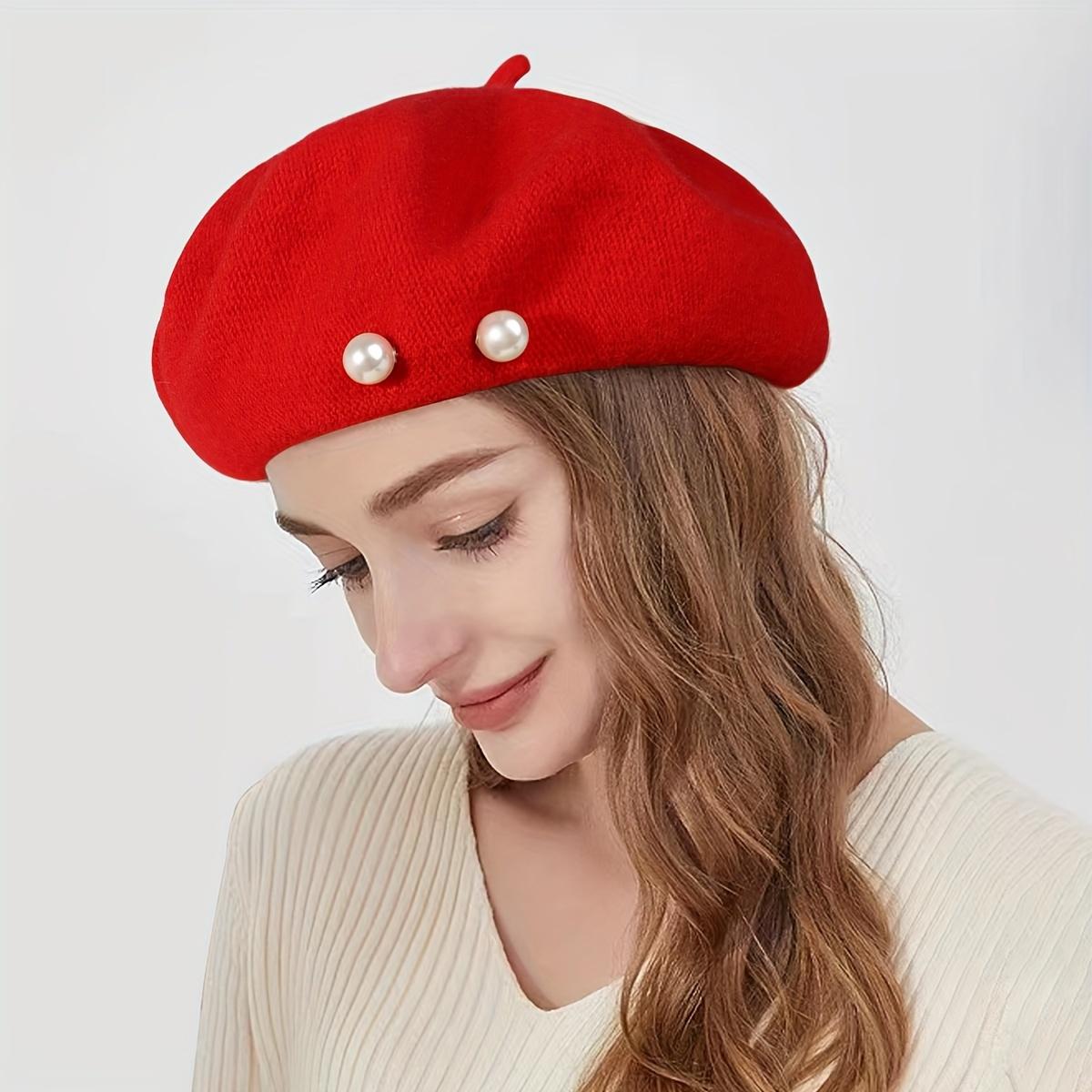 [Pearl Decorated Beret] 1pc Pearl Decorated Beret Y2K Women's Outdoor Casual Stylish Versatile Beret Sweet Cute Painter's Hat Autumn Winter Fashionable Warm Bud Hat