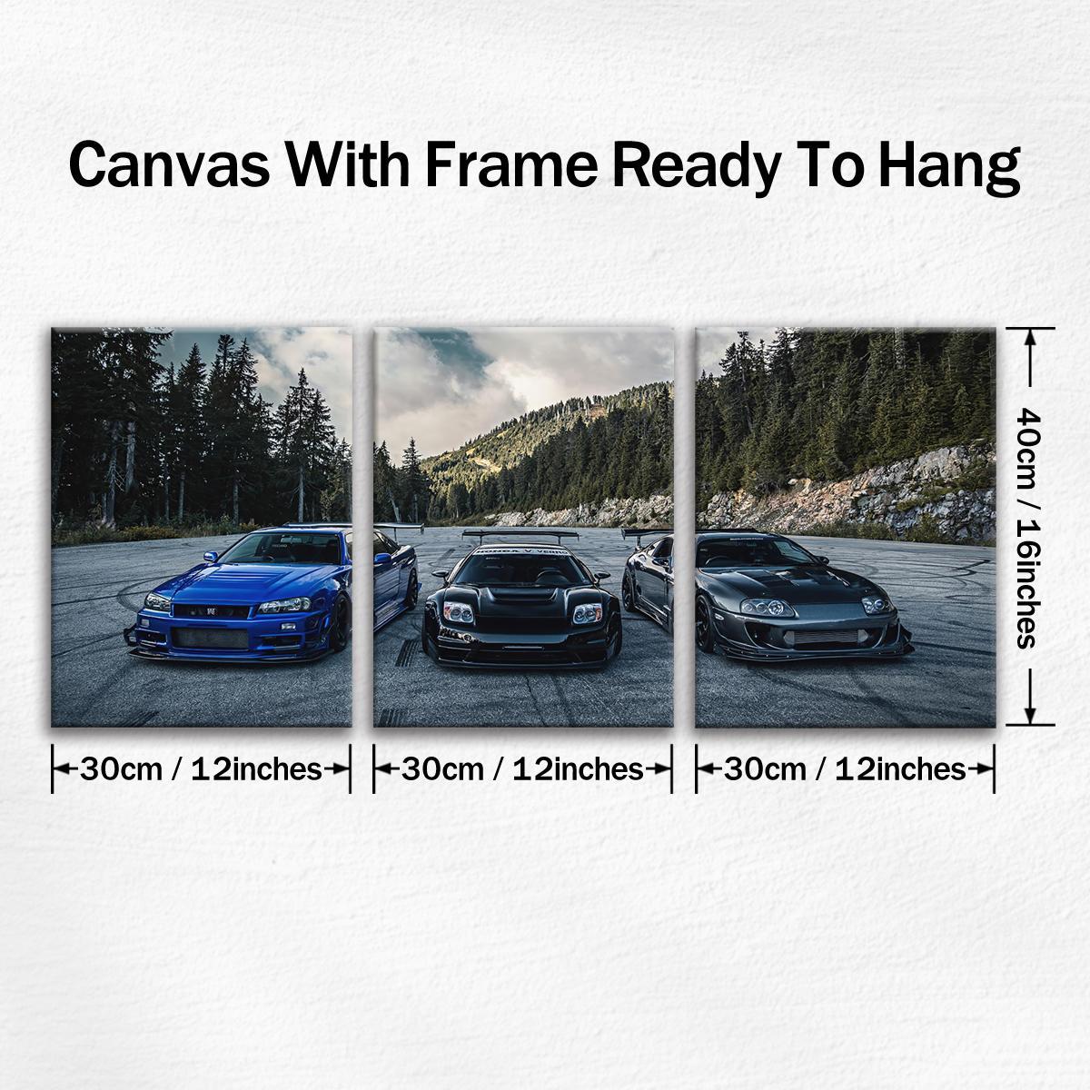 Car Pattern Canvas Painting with Frame, Modern Cool Design, Unique Artwork, 3 Counts/set Modern Wall Art Painting, Wall Art Decor for Home Living Room Bedroom Office, Art Wall Decoration #GLOBAL PICKS