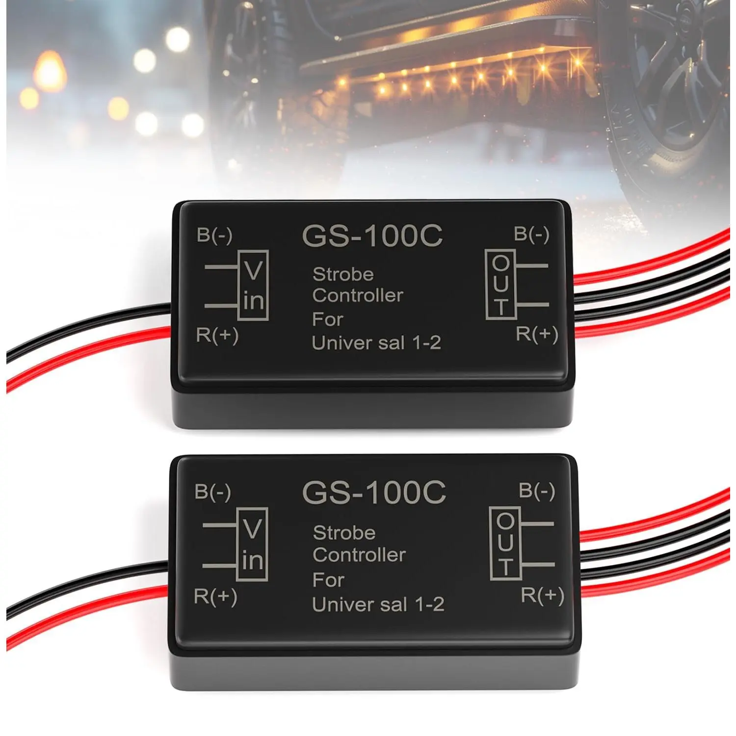 BJZ 2Pcs Flash Strobe Controller 12V 24V GS-100C Auto Car Flasher Module for Tail Side Clearance Top LED Lights Brake Stop Warning Grille Bumper Lights