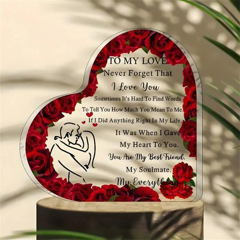 MUNBYN Heart Shape Acrylic Fiber Puzzle Message Sign - Lightweight Home Decor Valentine's Day Gift for Partner, Ideal for Anniversary, Birthday
