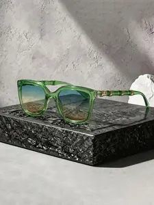 Women's Fashion Retro Bamboo Leg Classic Square Sunglasses, Stylish Sun Glasses for Daily Wear, Elegant Accessory for Women