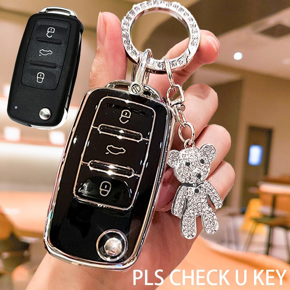 Car Key Case with Keychain, Portable Car Key Protector, Fashionable Car Key Protector for Volkswagen, Skoda, Polo, for Lavida & Golf Models