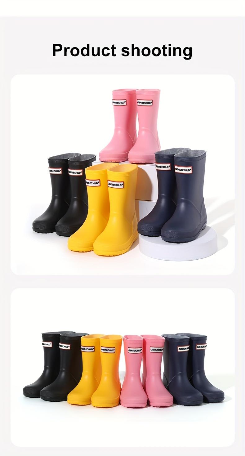 [Soft Rubber Rain Boots] Lightweight Rain Boots |           Boys Outdoor Simple Boots 2-8 Years Old Kindergarten Students Soft Non-Slip All-Season High-Quality Shoes School Day Camping Beach Garden Play Integrated Design Keep Feet Dry
