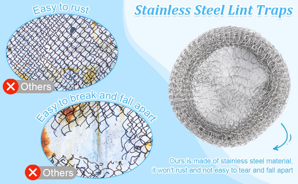 Lint Traps for Washing Machine Hose, 40 pcs Stainless Steel Lint Snare Traps, Laundry Mesh Washer Hose Filter, Washer Drain Lint Catcher with 40 pcs Cable Ties