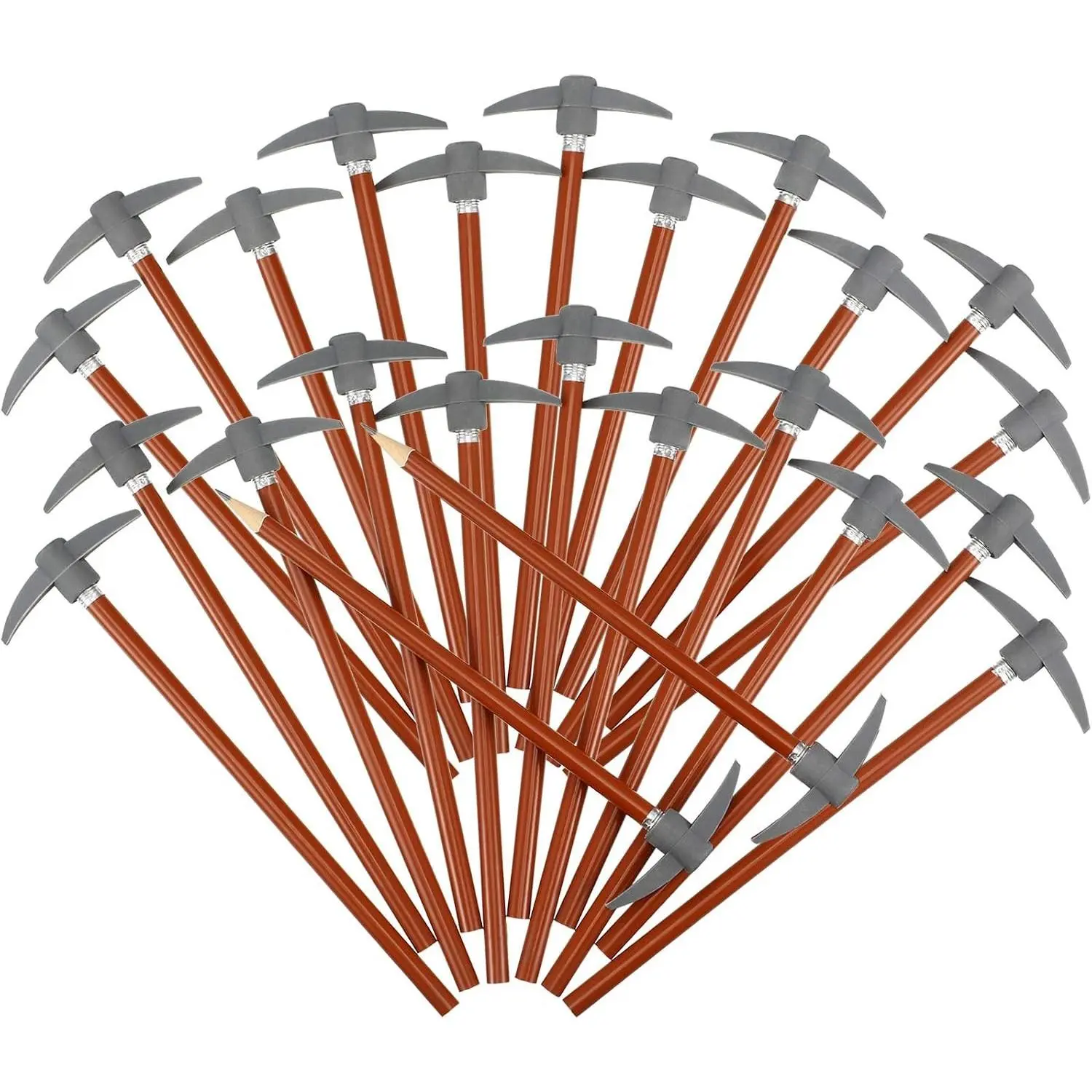 24 Pieces Pickaxe Pencils Eraser Set Funny Eraser Topper Pencils Bulk with Axe Shape Erase for Back to School Supplies Students Gifts