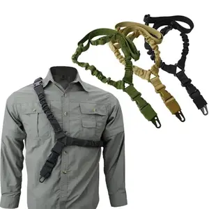 Outdoor Tactical Single Point Harness Belt - 78-107cm Adjustable High-Strength Nylon Camouflage Diagonal Strap, CS Gun Safety Rope, Carabiner, Unisex Tactical Accessories, Outdoor/Heavy-Duty/Quick-Attach Men's Belts for Leash, Stretching Gear
