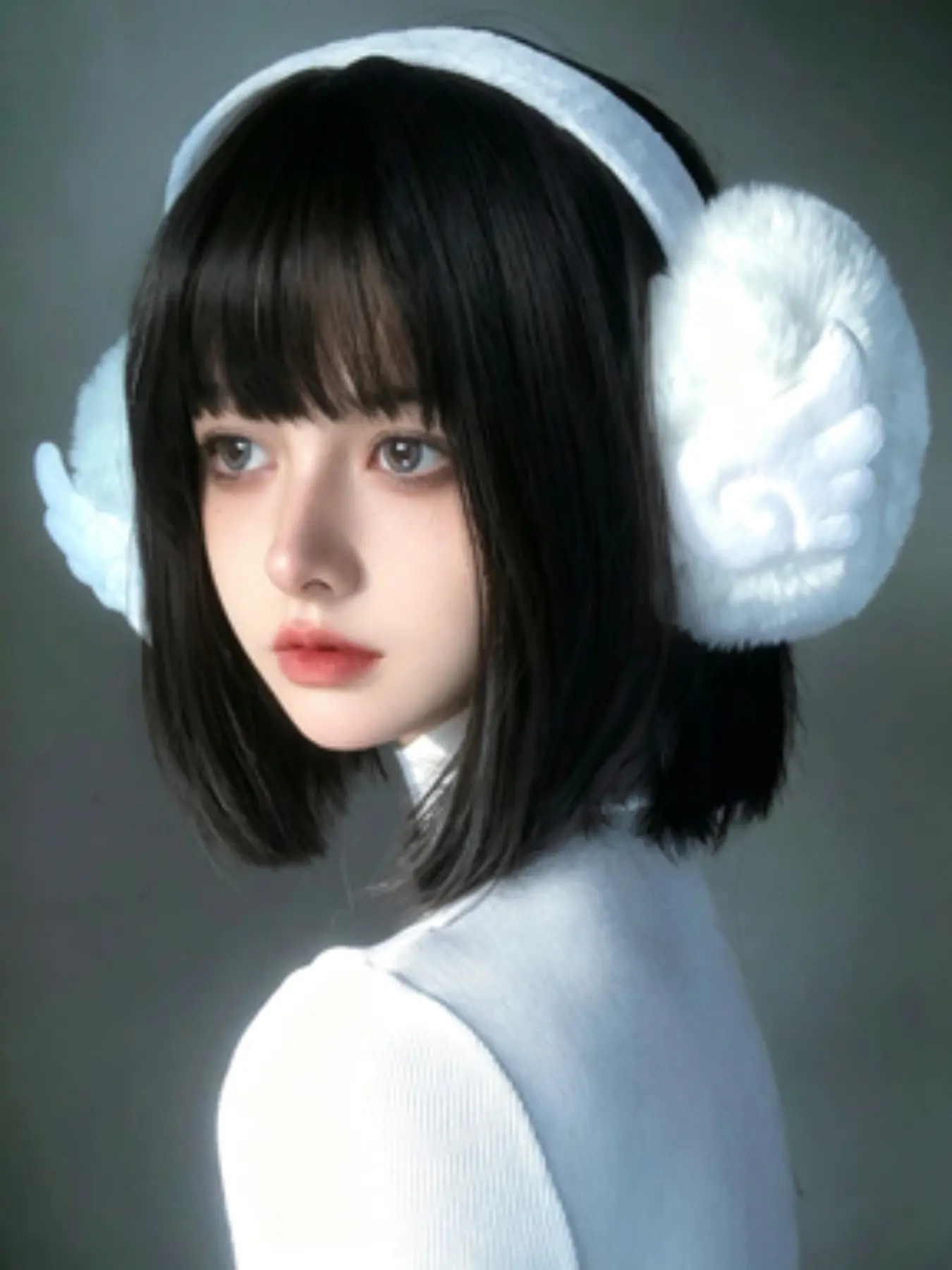 Angel Wings Ear Muffs for Women, Winter Sweet Cool Fuzzy Warm Foldable Ear Cover, Protective Ear Wristband, Cozy Ear Protector
