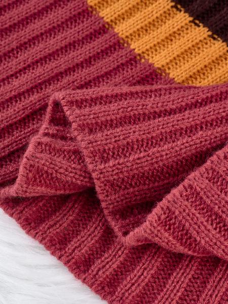 Elegant Women's Knit Dress, High Neck Long Sleeve Mermaid Tail Design, Colorblock Patchwork, Single Wear or Layering, Fall Winter Fashion