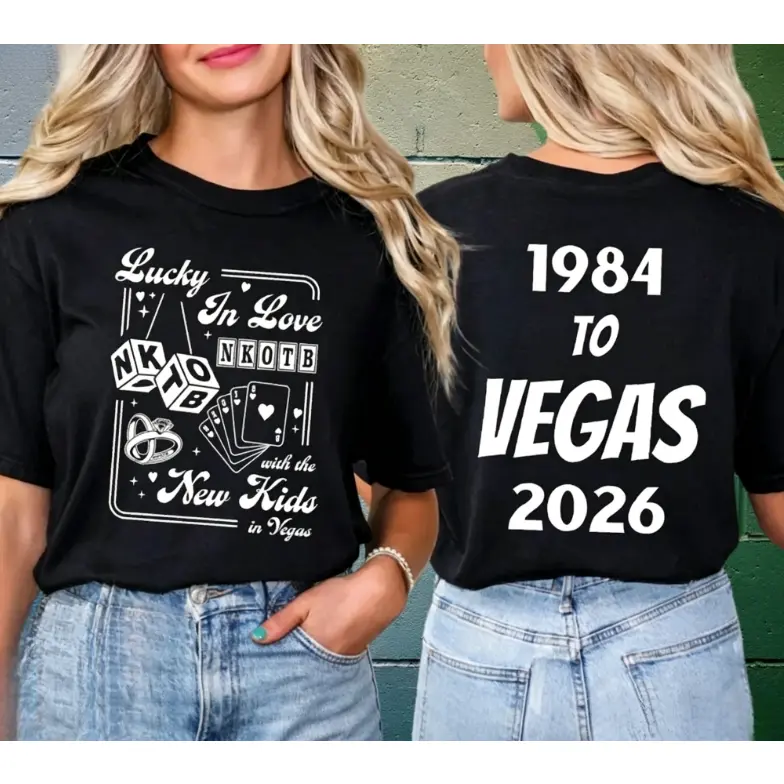 Men's NKOTB Graphic T-shirt, Vintage Casual Short Sleeve Top, Double-Sided New Kids On The Block The Right Stuff Las Vegas 2026 Tour, Tops, Shortsleeve, Comfortable, Round Neck, Anniversary, Fabric, Streetwear, Menswear, Tshirt, Office