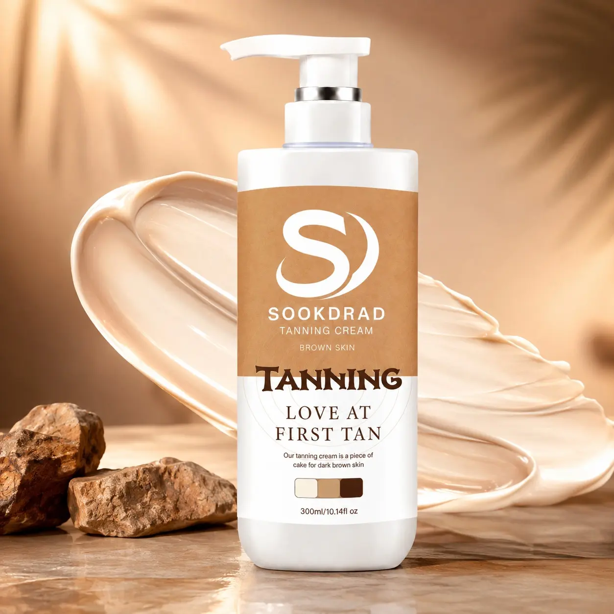 Tanning Cream, easy tanning, for dark brown skin, 300ml/10.14fl oz
