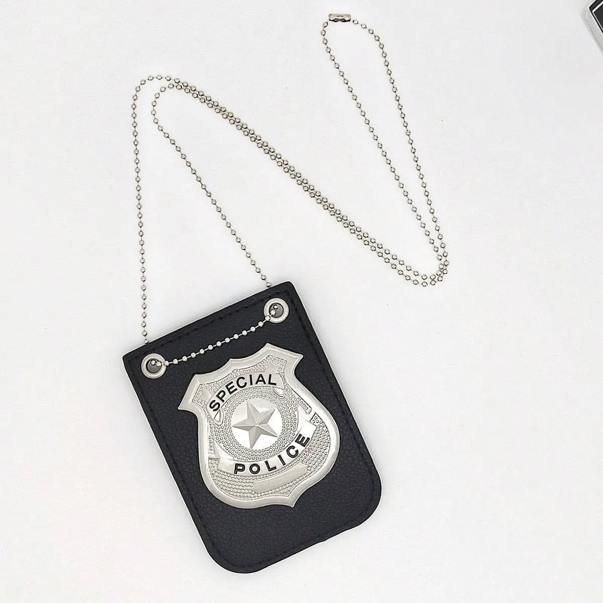 1pcs Festival Toy Police Badge Accessory, Police Role Play Pin, PU Metal Sheriff Badge, Cosplay Costume Jewelry, Lapel Pins, Brooch Pin