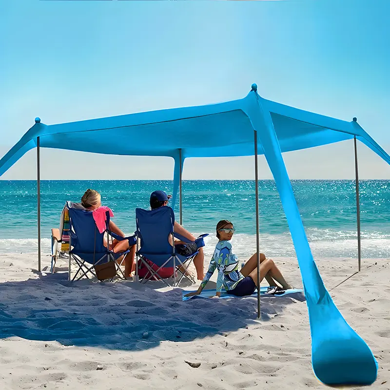 Beach Canopy, Beach Tent Sun Shelter, 4-5Person Portable Sun Shade for Beach, Camping, Picnics, Backyard