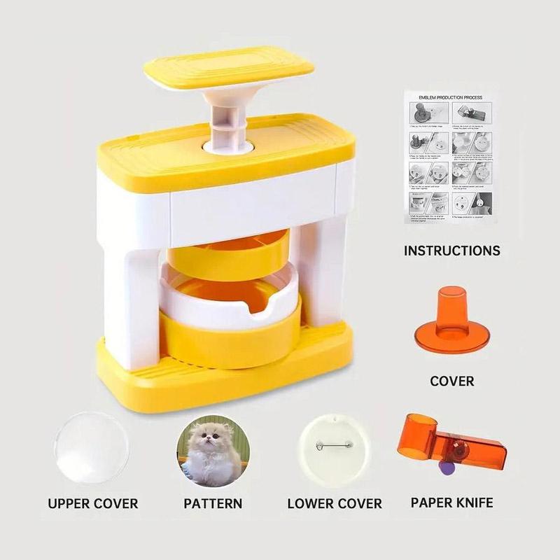 DIY Badge Making Machine, 1 Set Badge Making Kit with Cute Cartoon Patterns, Manual Badge Maker for DIY Button Pins, Badge Decoration