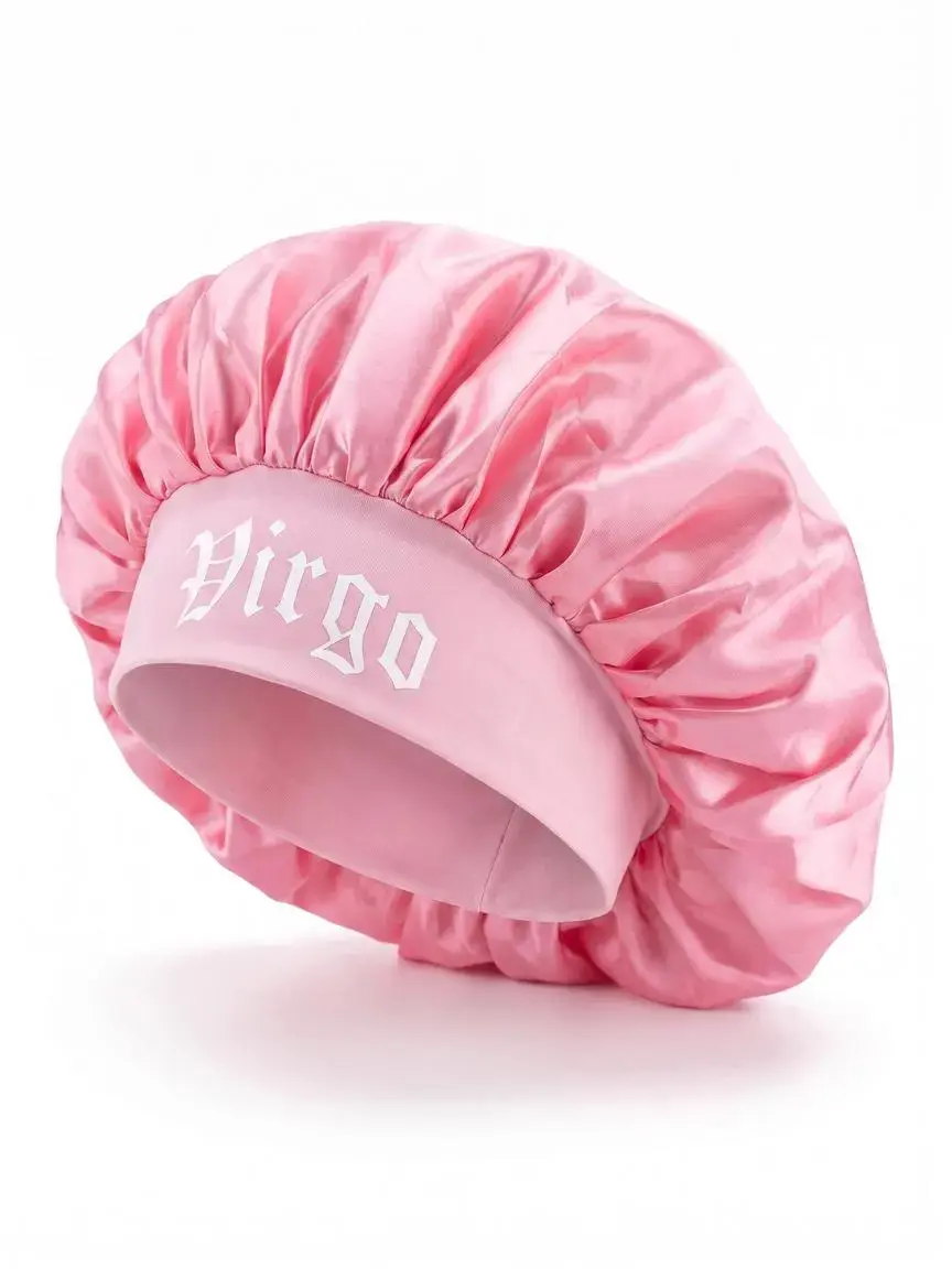 Women's Satin Sleep Cap with Zodiac Print, Wide Elastic Design, Waterproof, Foldable Hair Hat, Daily Use and Shower, Men's Sleep Cap, Christmas Gift, Satin Bonnet
