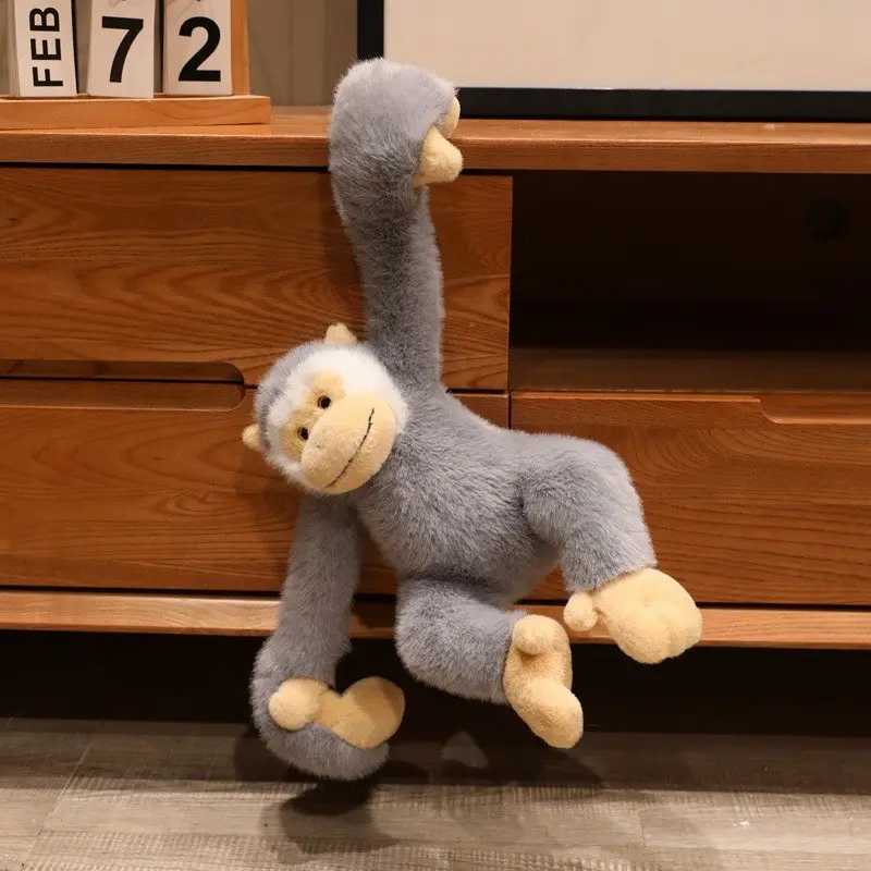 Tropical Rainforest Long-Armed Gibbon Plush Toy, Zoo Gift Hanging Monkey Doll, Soft Stuffed Animal for Kids, Unique Decorative Ornament