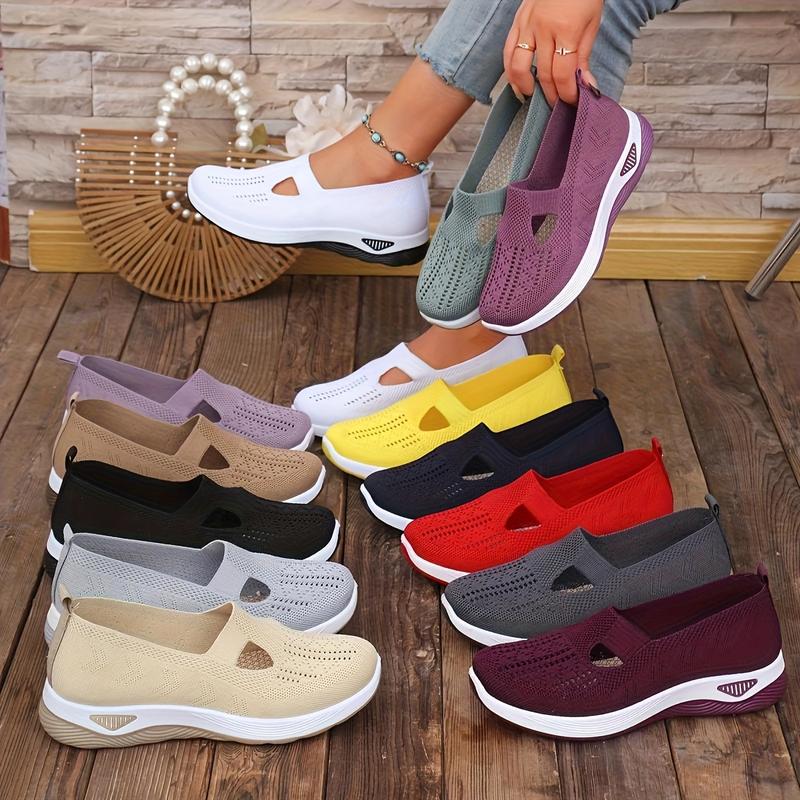 Rain Core | Plus Size Women's Slip-Ons - Airy Mesh Sneakers with Hollow Cut-Out Design | Lightweight & Cute for Outdoor Walking, All-Season Casual Comfort Rain Core | Plus Size Women's Slip-Ons - Airy Mesh Sneakers with Hollow Cut-Out Design | Lightweight & Cute for Outdoor Walking, All-Season Casual Comfort