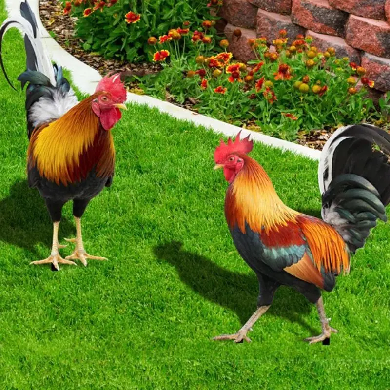 1pcsGarden Rooster Statue Acrylic Chicken Sculpture For Yard Decor Weatherproof Hen Figurine For Farm Patio Lawn Back Yard Home
