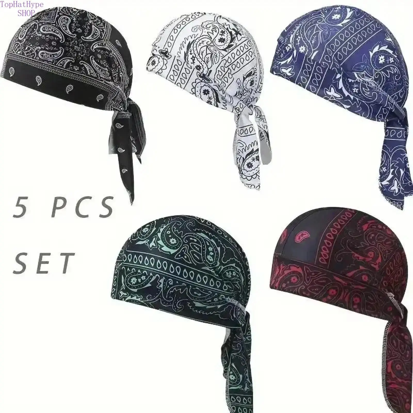 Classic Paisley Pirate Skull Cap for Adults - Sweat-Wicking Cooling Clothes Accessory, Men's & Women's Bandana-Style Helmet Liner for Biking, Running, Unisex Fit, Outdoor Sports, Elastic Fabric, Cooling Effect, Wraparound, Fishing, Hat Cap, Men's Accessor